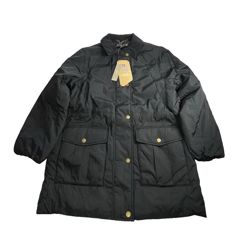 J Crew Puffer Barn Jacket™ with PrimaLoft® Womens XS Black Lightweight Snap Zip